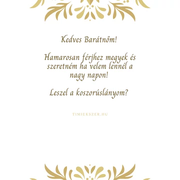 Kísérő kártya- koszorúslány