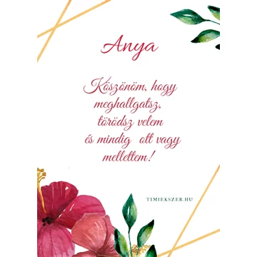 Kísérő kártya- anya köszönöm