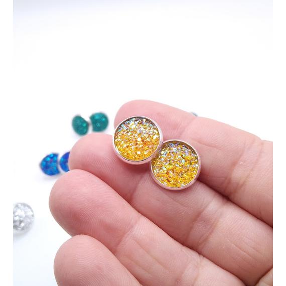 Sárga druzy fülbevaló 12 mm