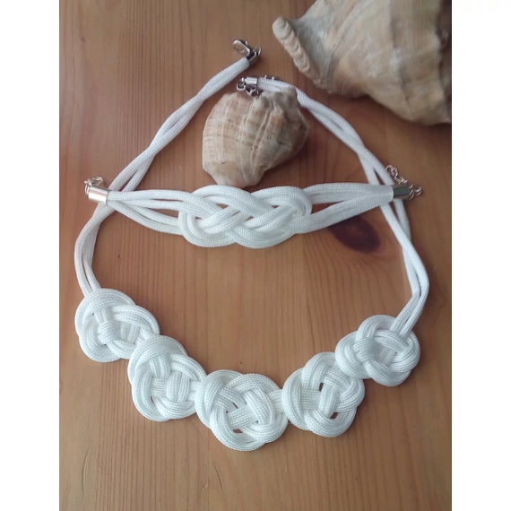 Fehér Paracord karkötő és nyaklánc szett